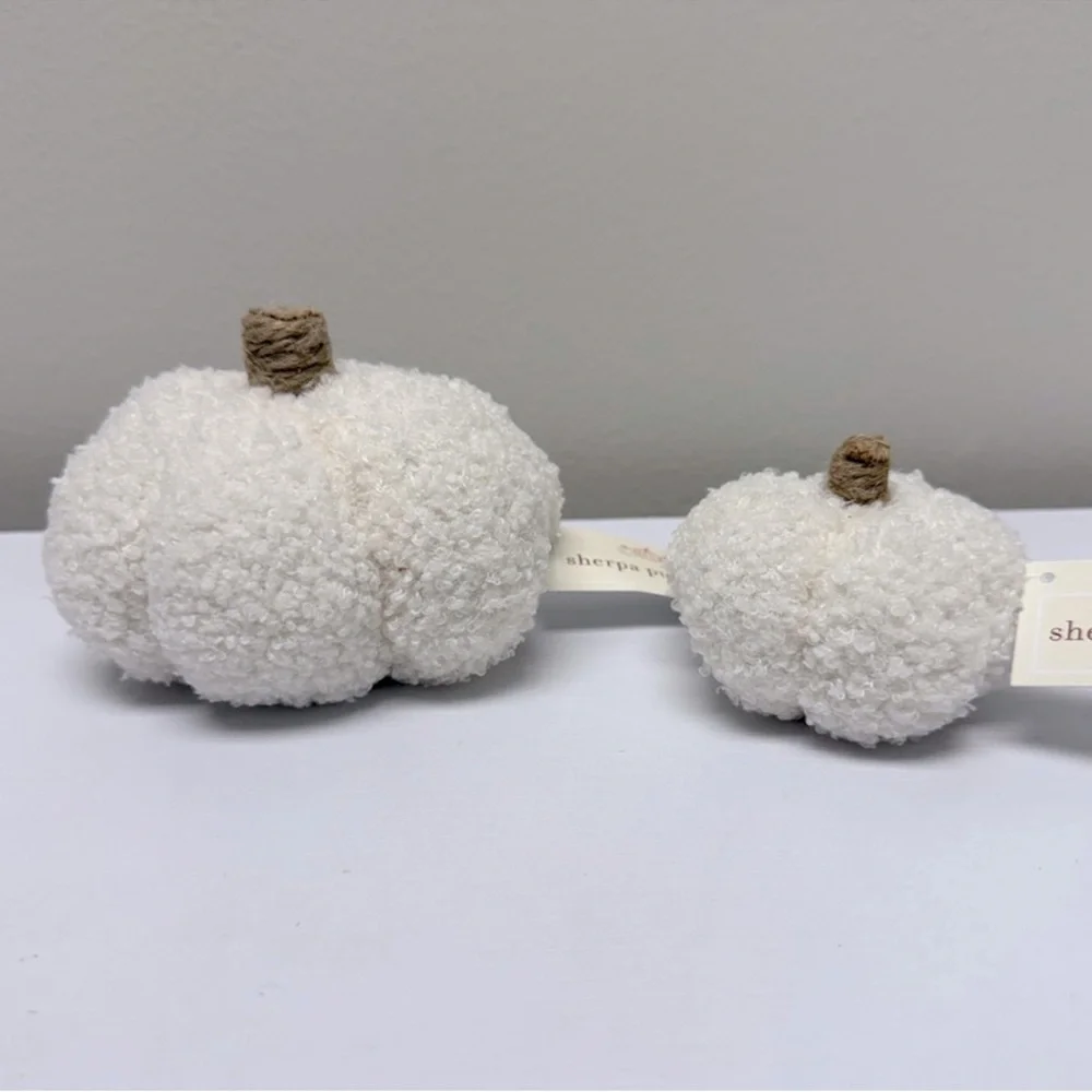 NWT Target Bullseye Playground Set of 2 Cream & Brown Sherpa Pumpkins